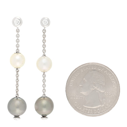 Mikimoto 18K White Gold Diamond Black White South Sea Pearl Pearls in Motion Earrings 2 of 6