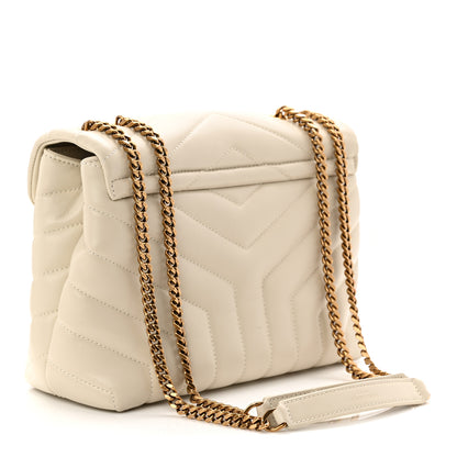 Saint Laurent Calfskin Y Quilted Monogram Small Loulou Chain Satchel Crema Soft 3 of 10