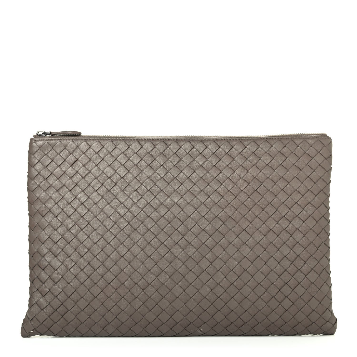 Bottega Veneta Nappa Intrecciato Large Flat Zip Billetto Pouch Mink 1 of 4