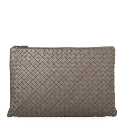 Bottega Veneta Nappa Intrecciato Large Flat Zip Billetto Pouch Mink 1 of 4