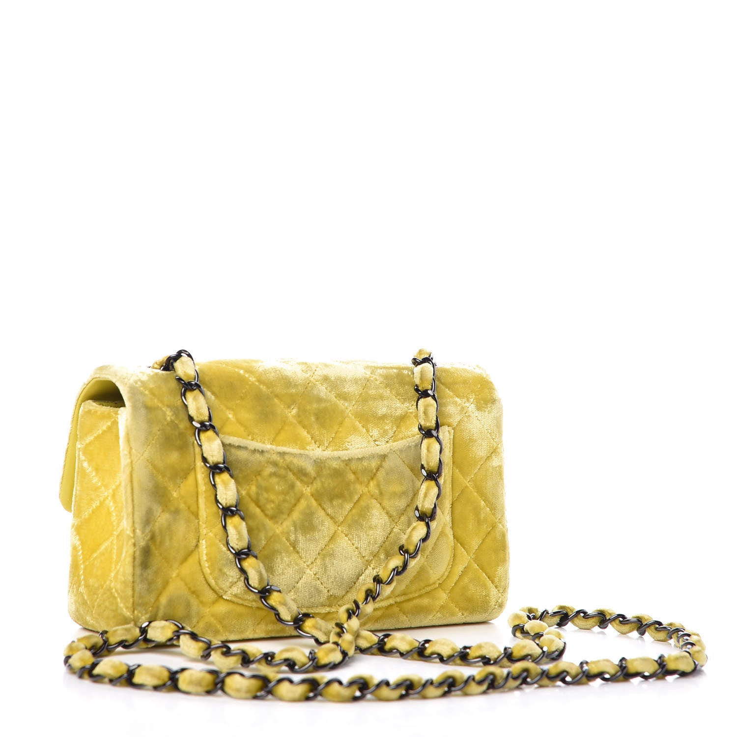 Chanel Velvet Quilted Mini Rectangular Flap Yellow 3 of 11
