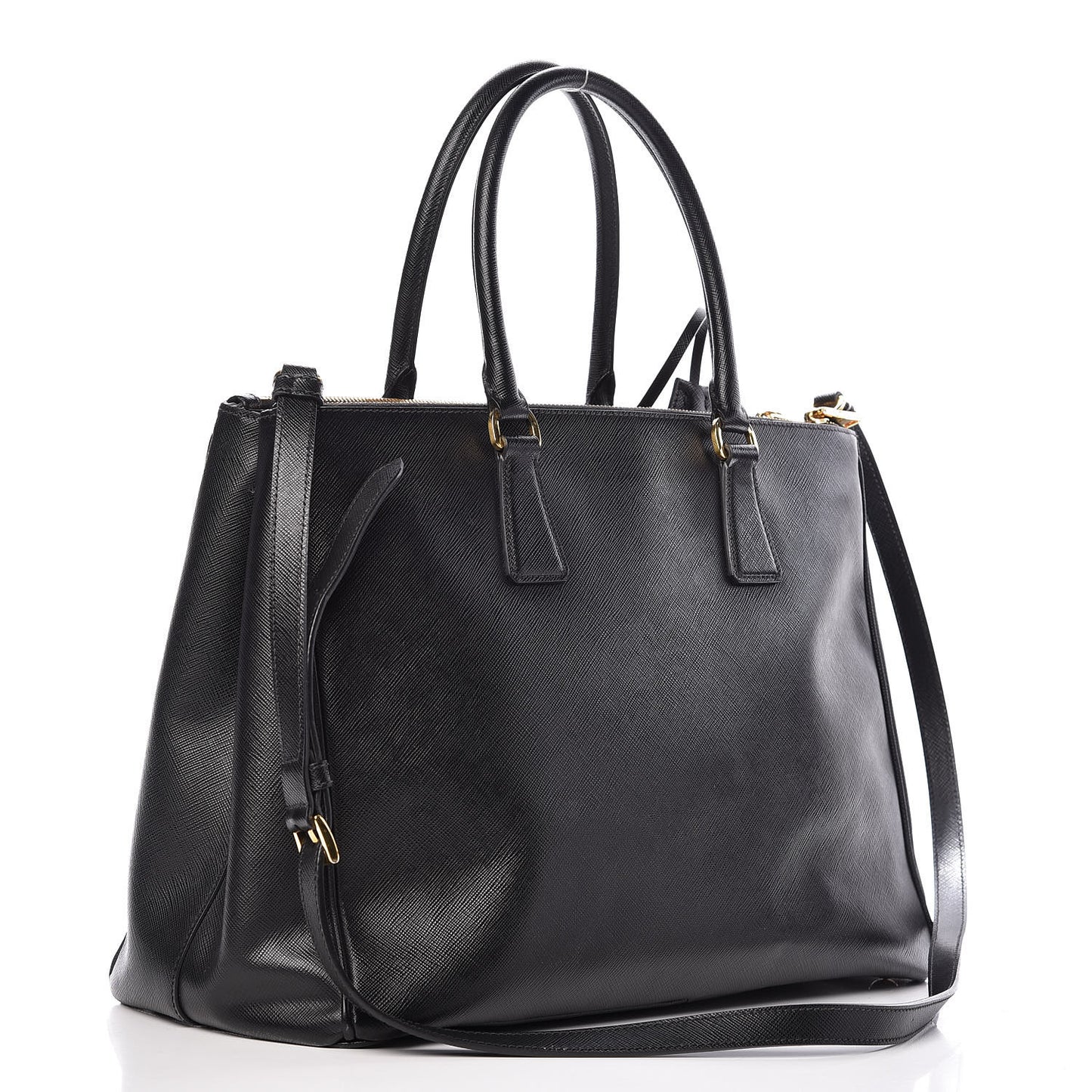 Saffiano Large Galleria Double Zip Tote Black