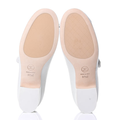 Chanel Patent Calfskin Mary Jane Strap Pumps 37.5 White 7 of 9