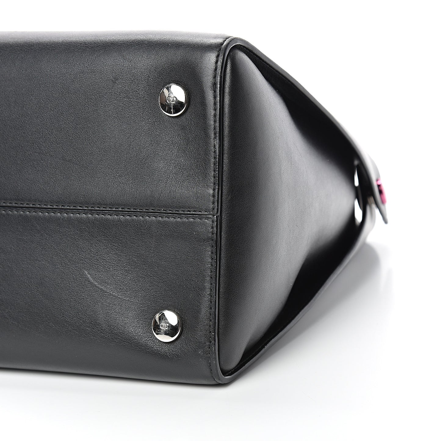 Calfskin Small Addict Shopping Tote Black Pink