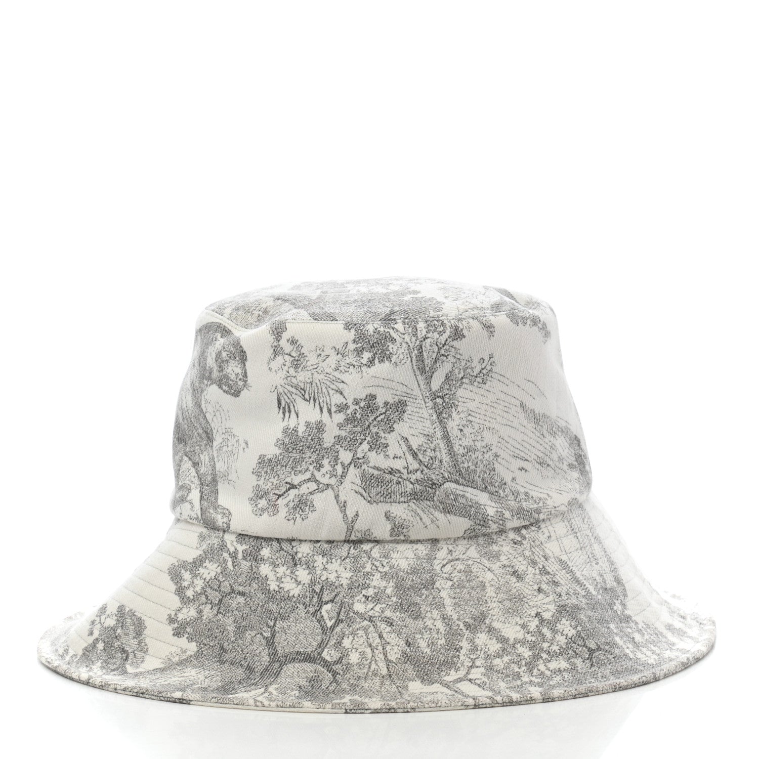 Christian Dior Cotton Dioriviera Toile De Jouy Bob Brim Bucket Hat 58 Gray 6 of 8