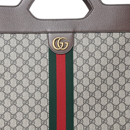 Gucci GG Supreme Monogram Textured Calfskin Web Medium Ophidia Slip Handle Tote Beige Ebony New Acero 7 of 10