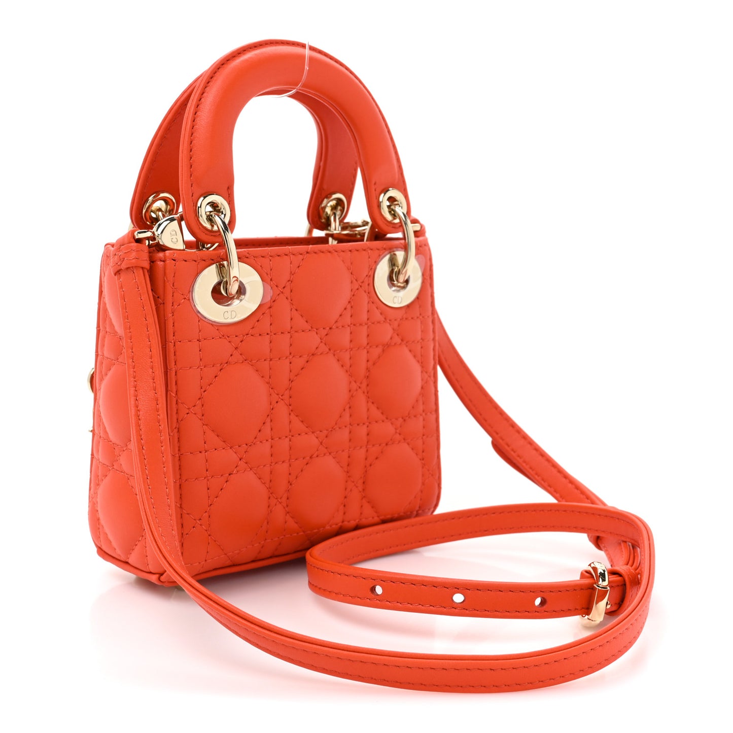 Lambskin Cannage Micro Lady Dior Orange