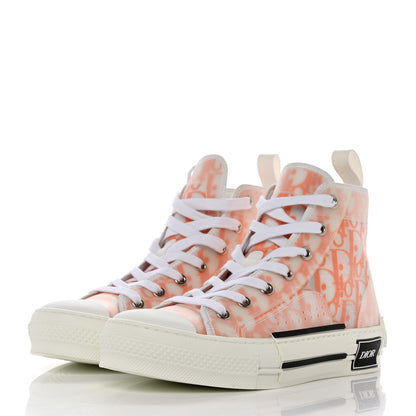 Christian Dior Technical Canvas Oblique Mens B23 High Top Sneakers 37 Orange White 3 of 9