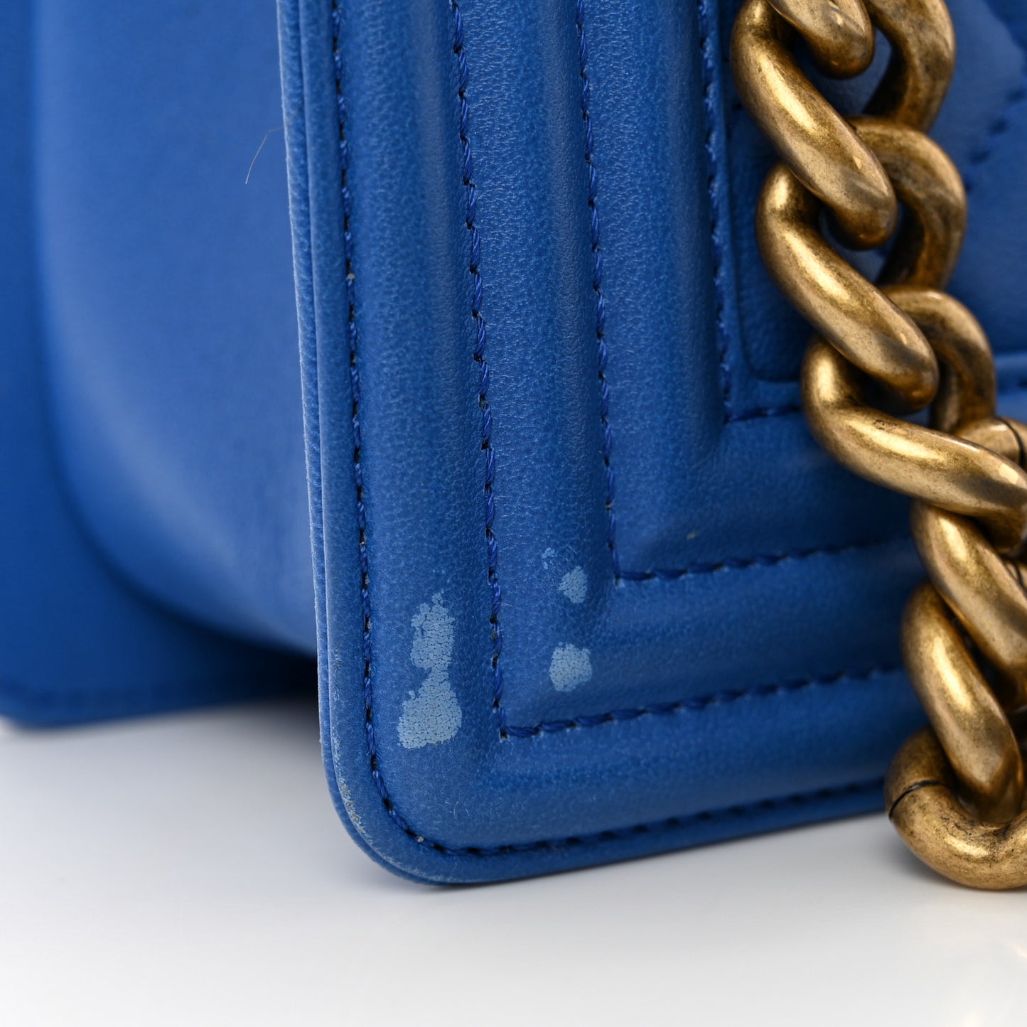 Lambskin Quilted Small Boy Flap Blue