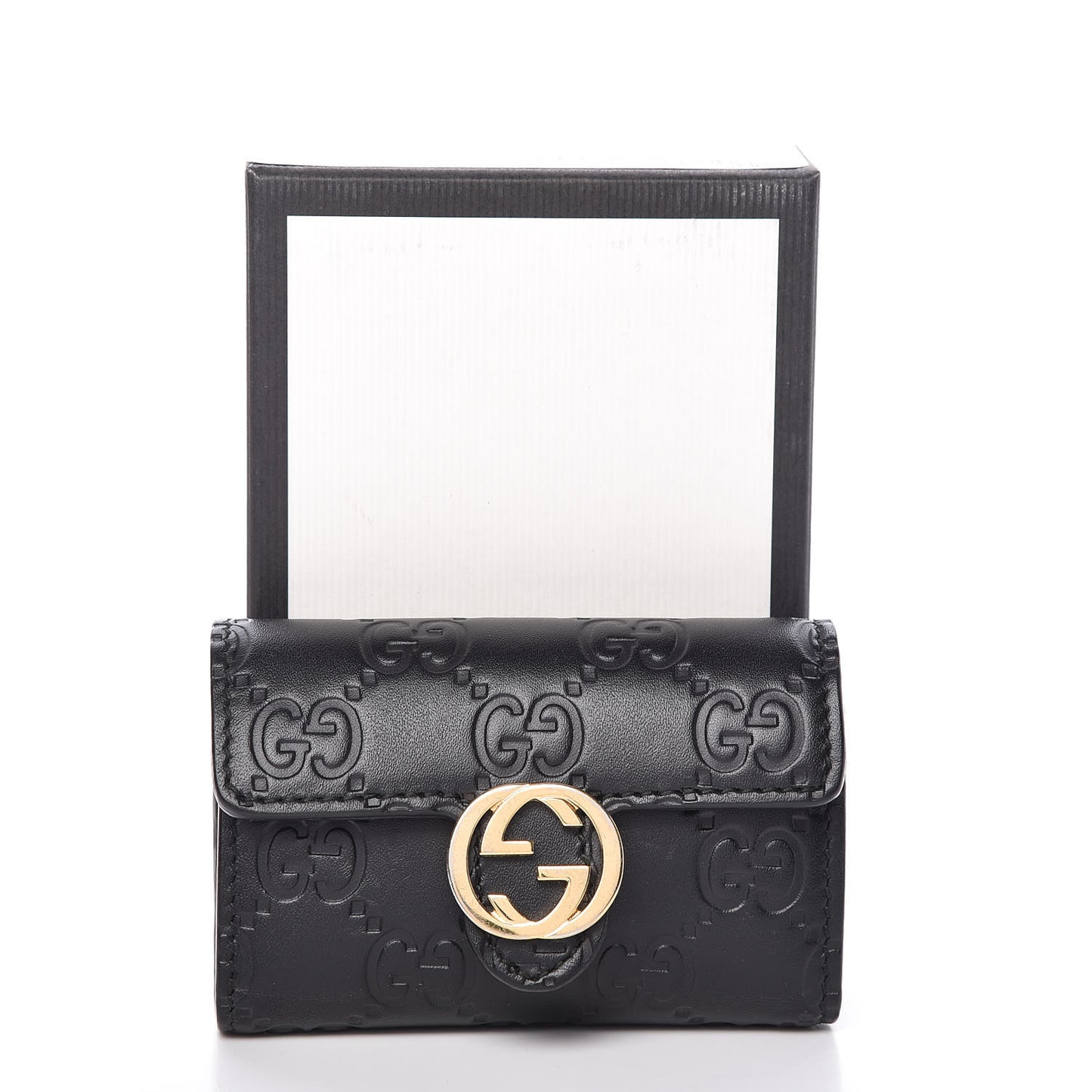 Guccissima Icon Signature 6 Key Holder Case Black