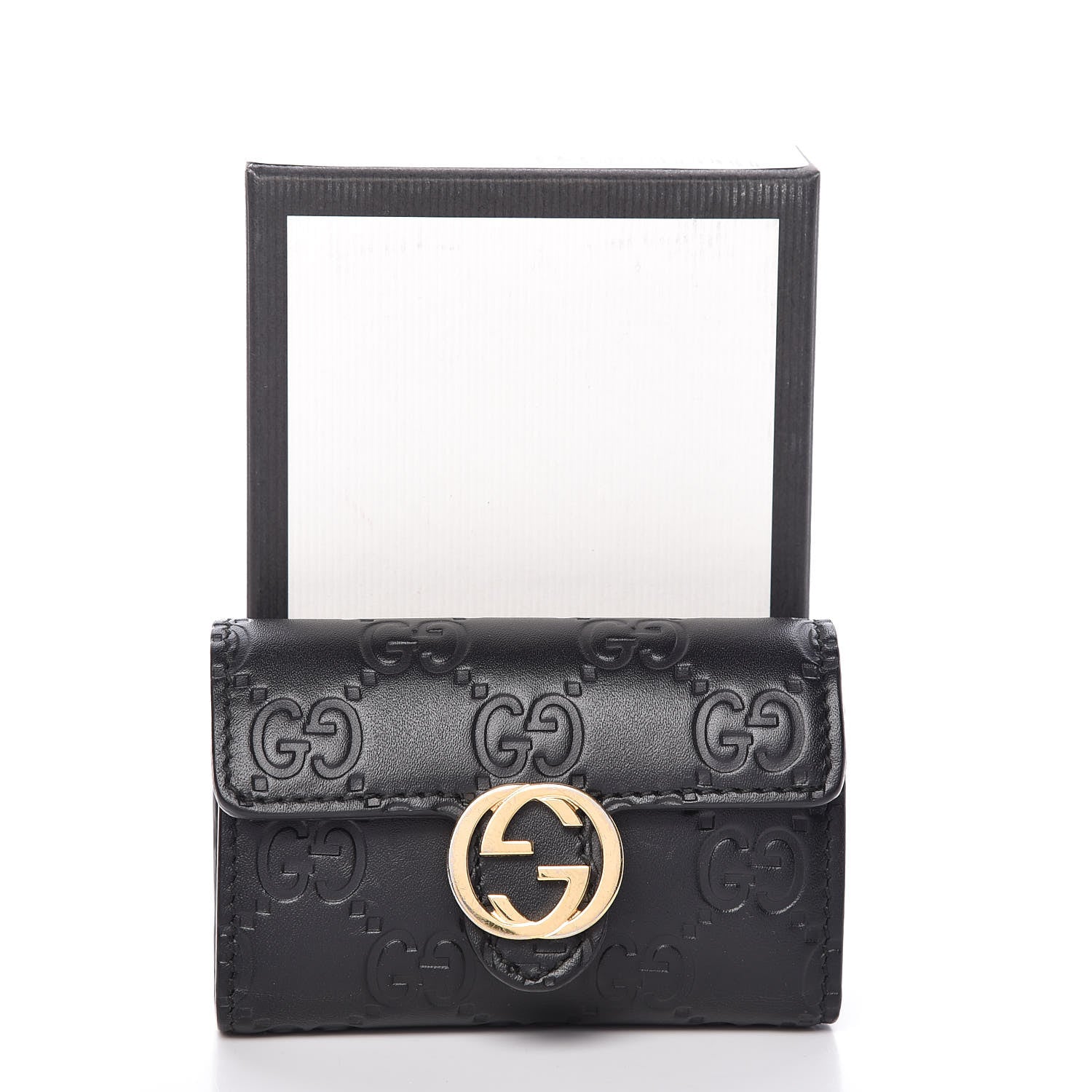 Gucci Guccissima Icon Signature 6 Key Holder Case Black 20 of 20