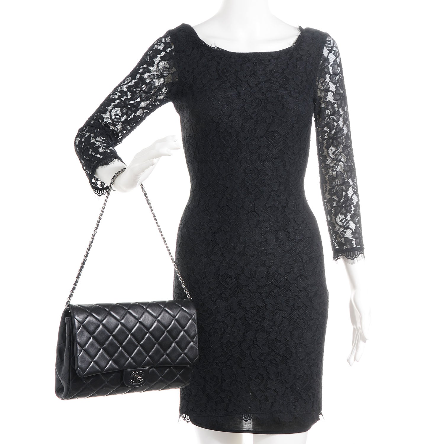 Chanel Lambskin Quilted Clutch With Chain Flap Black 2 of 8