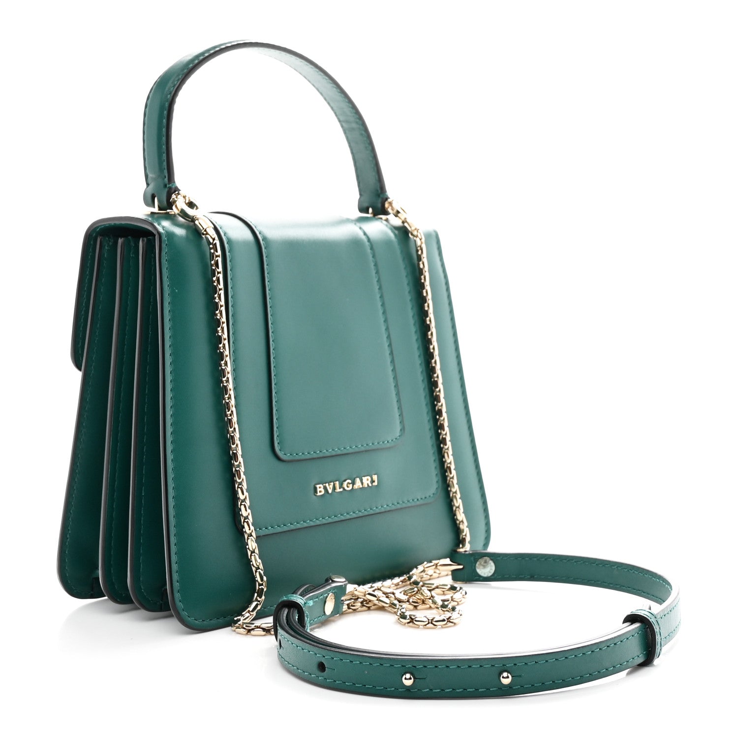 Bulgari Calfskin Serpenti Forever Top Handle Emerald Green 4 of 12