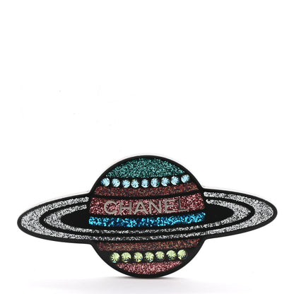 Chanel Glittered Resin Strass Planet Brooch Silver Blue Pink 1 of 4