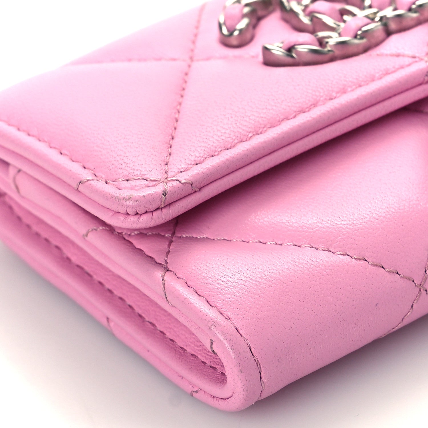 Chanel Lambskin Quilted Chanel 19 Flap Card Holder Pink 9 of 11