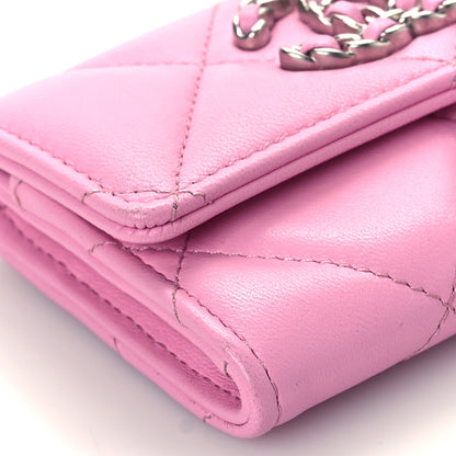 Chanel Lambskin Quilted Chanel 19 Flap Card Holder Pink 9 of 11