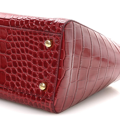 Chanel Calfskin Crocodile Embossed Archetype Small Shopping Tote Burgundy 10 of 11
