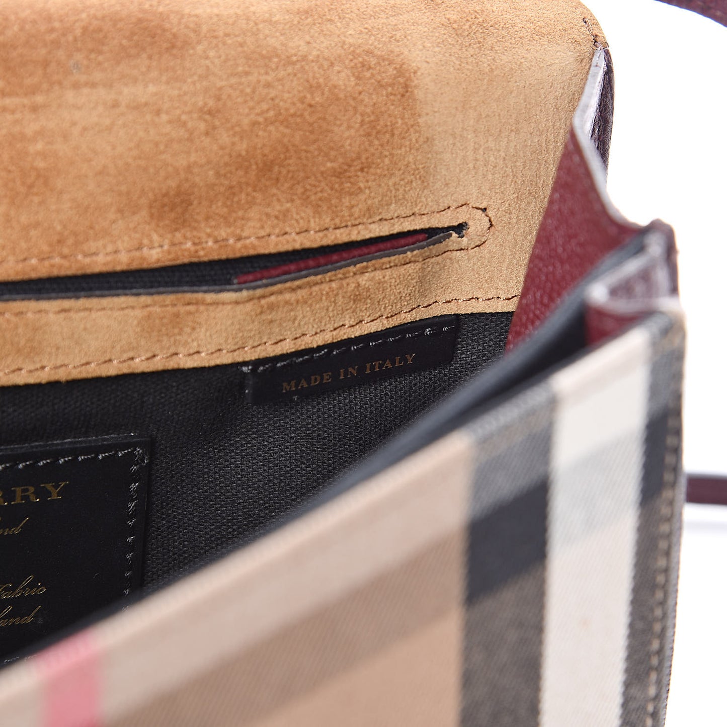 Derby Calfskin House Check Small Macken Crossbody Bag Mahogany Red