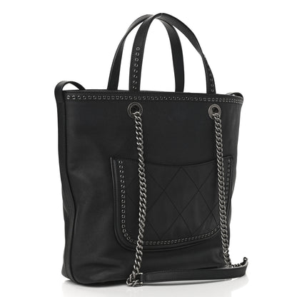 Chanel Grained Calfskin Small Coco Eyelets Shopping Tote Black 3 of 10
