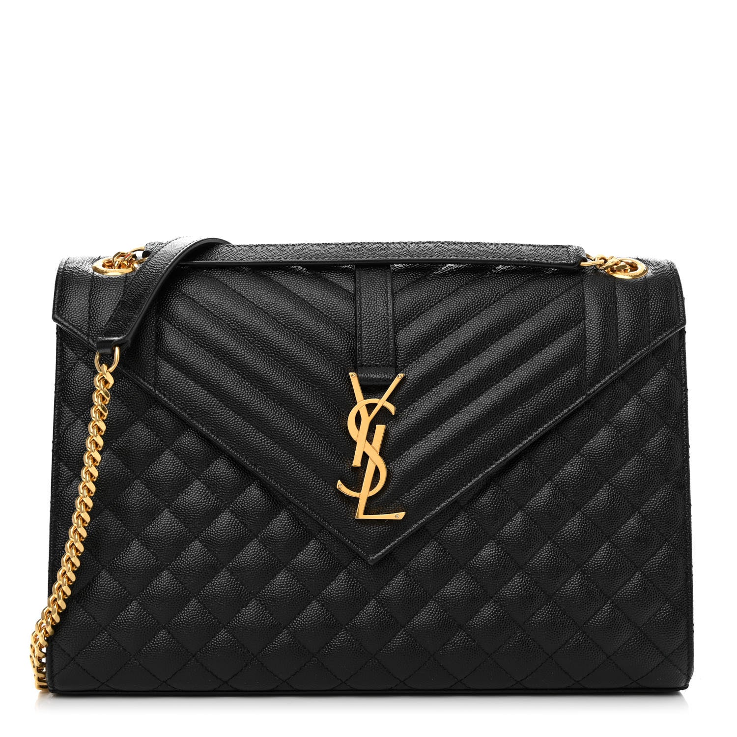 Saint Laurent Grain De Poudre Textured Mixed Matelasse Large Triquilt Monogram Satchel Black 1 of 15