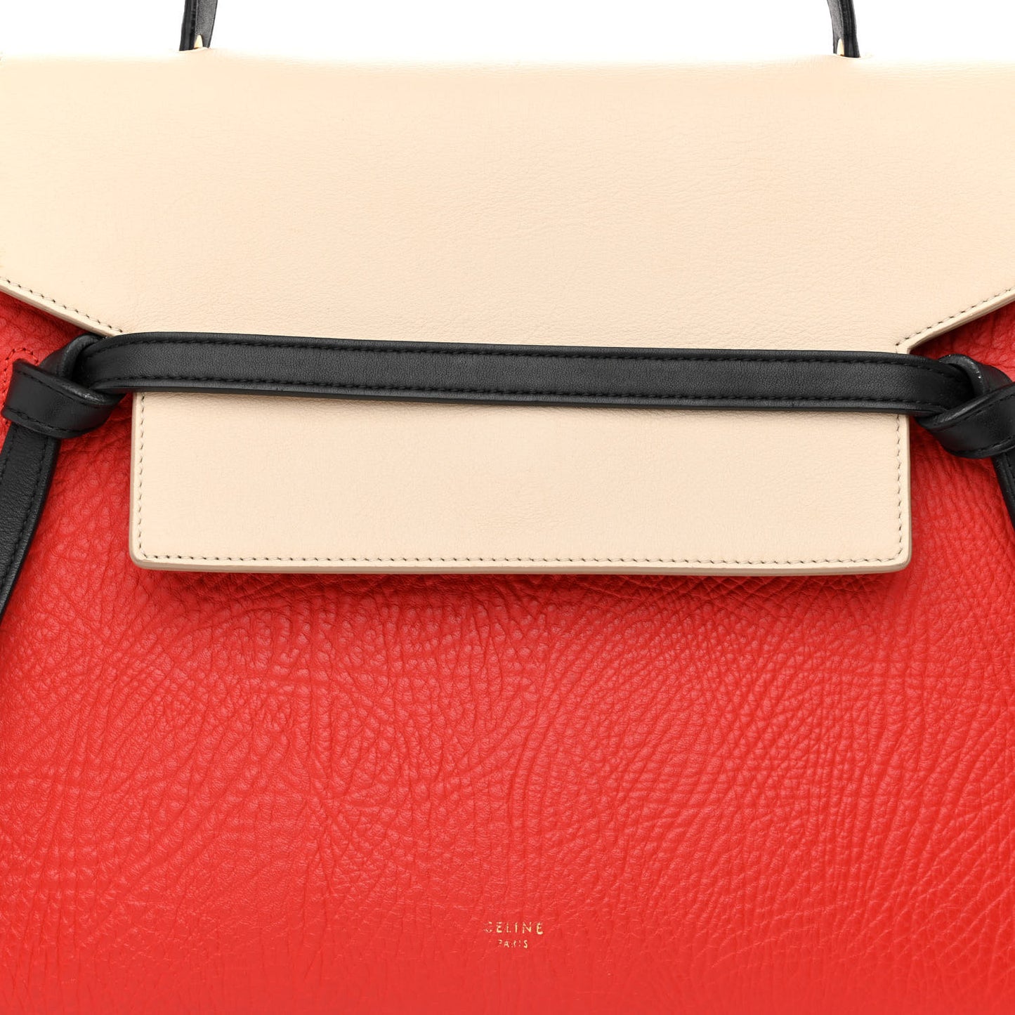 Elephant Calfskin Mini Tri-Color Belt Bag Vermillion