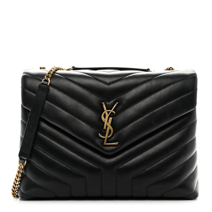 Saint Laurent Calfskin Y Quilted Monogram Medium Loulou Chain Satchel Black 1 of 11