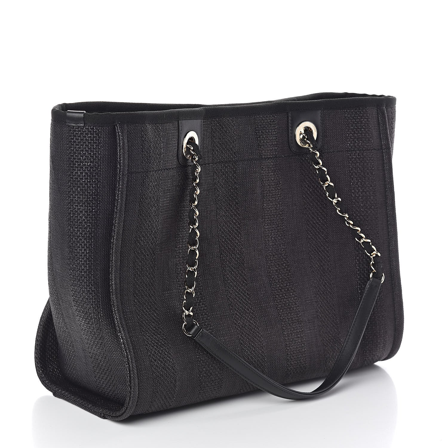 Chanel Mixed Fibers Striped Small Deauville Tote Black 3 of 11