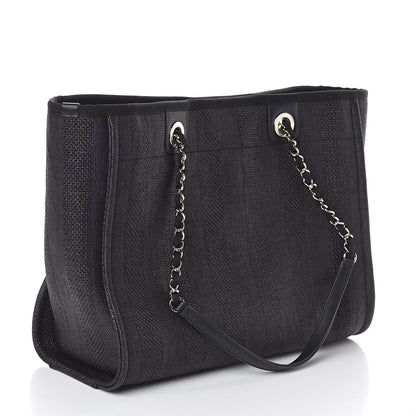 Chanel Mixed Fibers Striped Small Deauville Tote Black 3 of 11