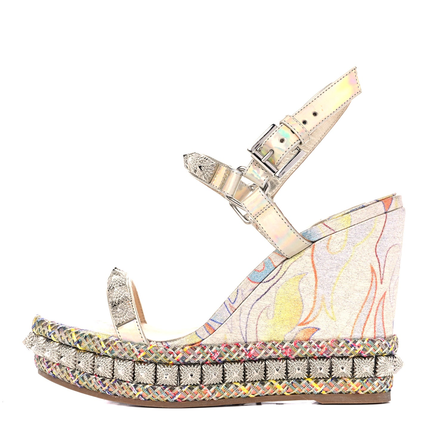 Lurex Flame Pira Ryad 110 Wedge Sandals 36 Platine Multicolor