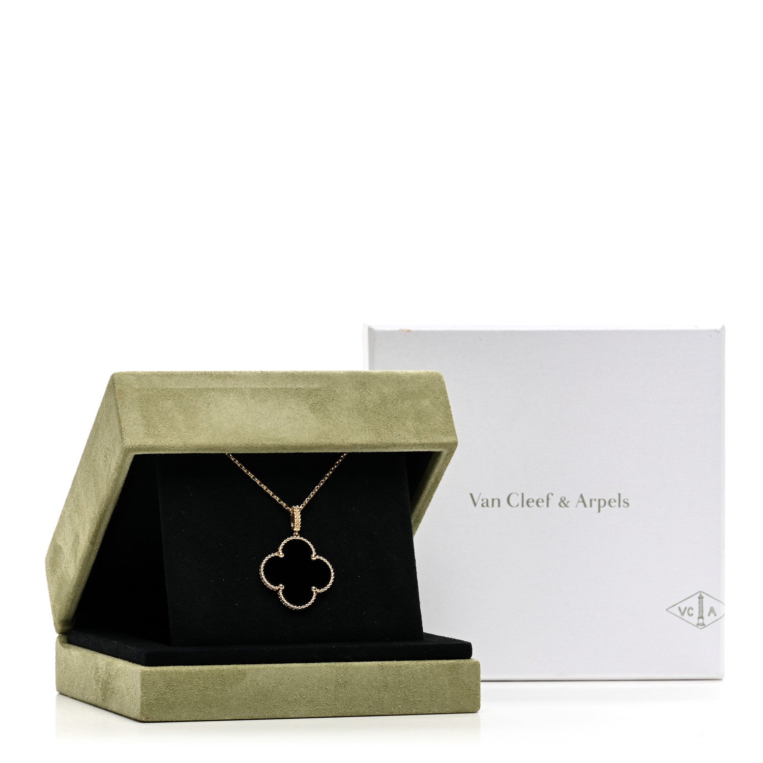 Van Cleef & Arpels 18K Yellow Gold Black Onyx Magic Alhambra Pendant Necklace 6 of 6