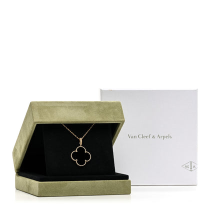 Van Cleef & Arpels 18K Yellow Gold Black Onyx Magic Alhambra Pendant Necklace 6 of 6