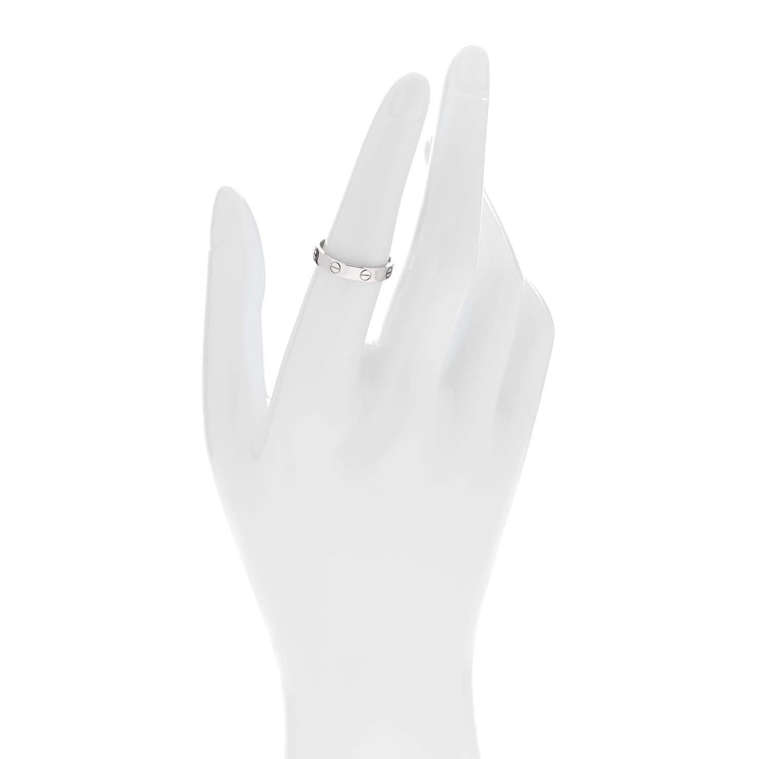 Cartier 18K White Gold 3.5mm LOVE Wedding Band Ring 53 6.5 2 of 4