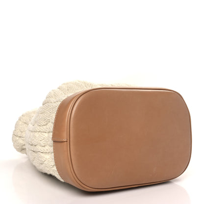 Saint Laurent Calfskin Tessuto Treccia Knit Le Maillon Bucket Bag Soy Milk 4 of 11