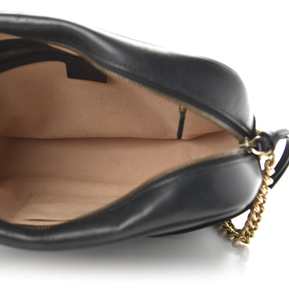 Gucci Calfskin Matelasse Medium GG Marmont Chain Shoulder Bag Black 5 of 10