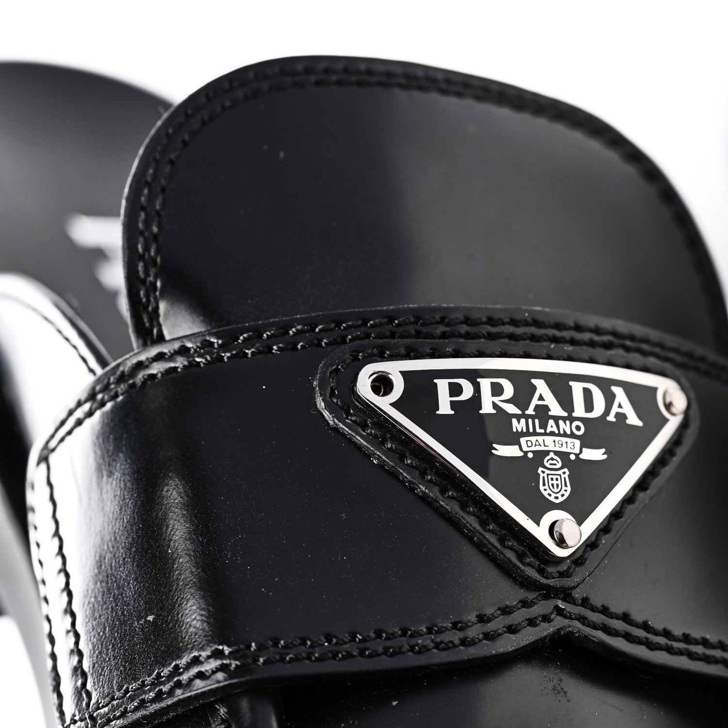 Prada Spazzolato Metal Triangle Logo 40mm Loafer Mules 39.5 Black 9 of 9