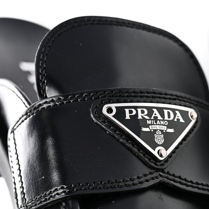 Prada Spazzolato Metal Triangle Logo 40mm Loafer Mules 39.5 Black 9 of 9