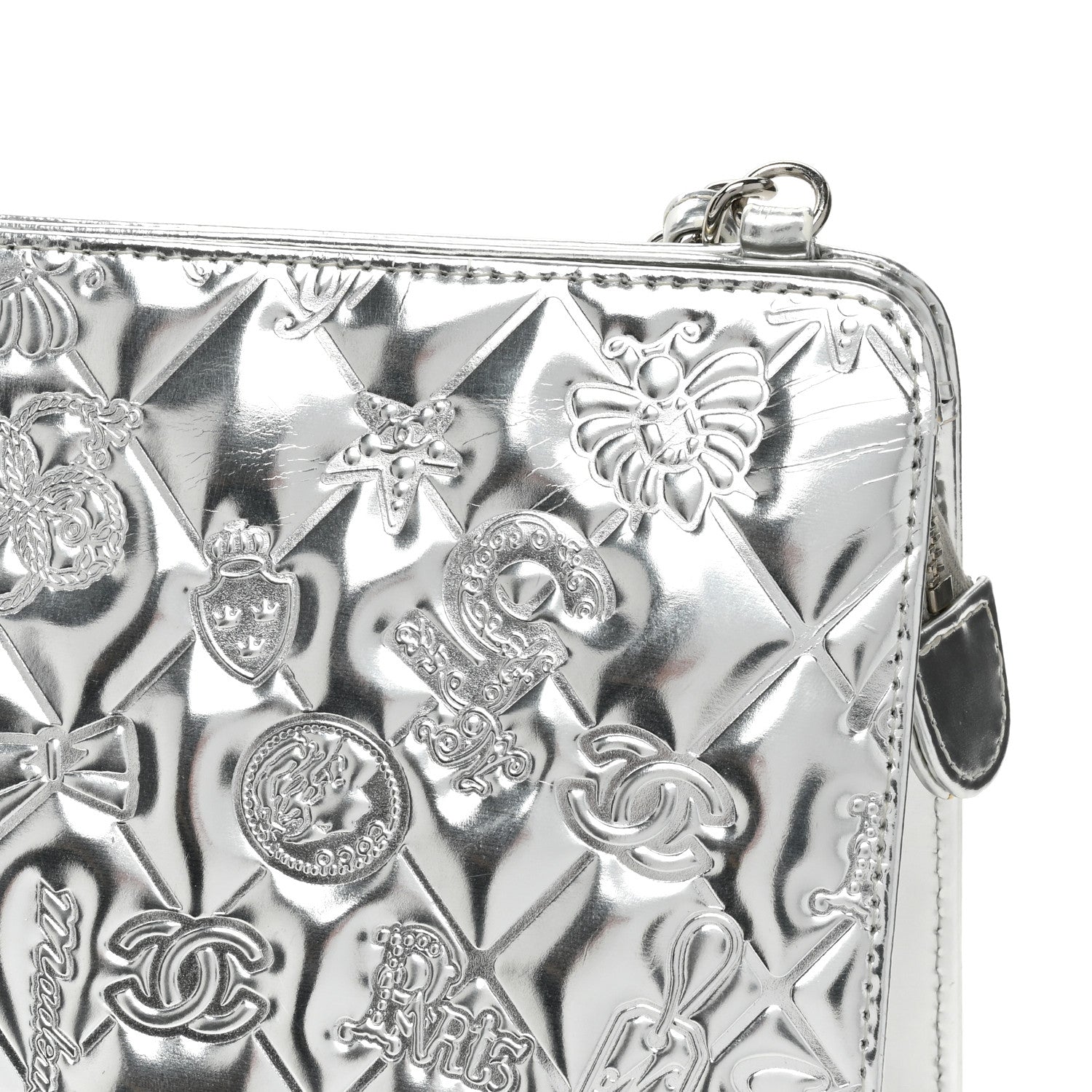 Chanel Metallic Patent Calfskin Lucky Symbols Pochette Silver 19 of 19