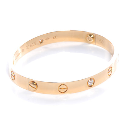 Cartier 18k Yellow Gold and 4 Diamond LOVE Bracelet Size 16 4 of 5