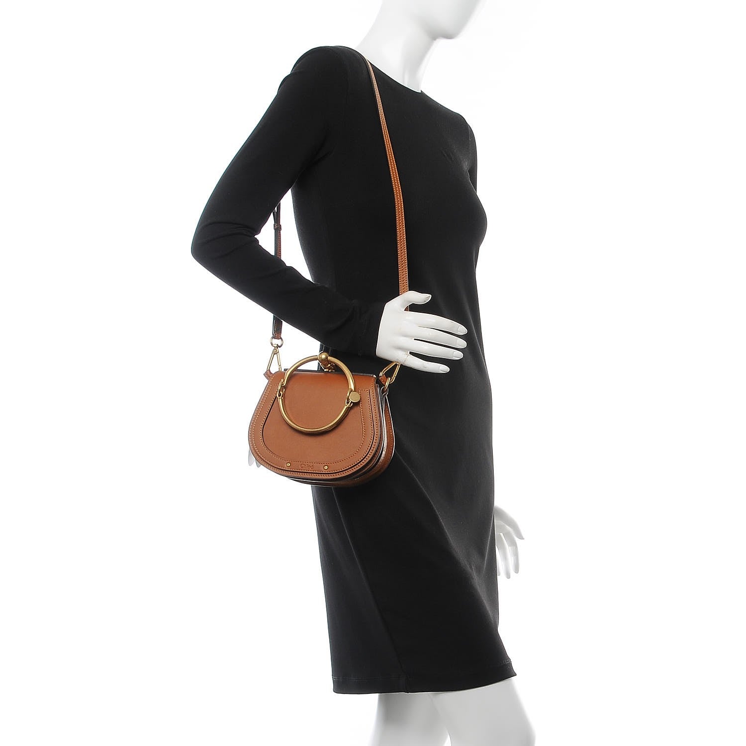 Chloe Calfskin Suede Small Nile Bracelet Bag Caramel 3 of 8