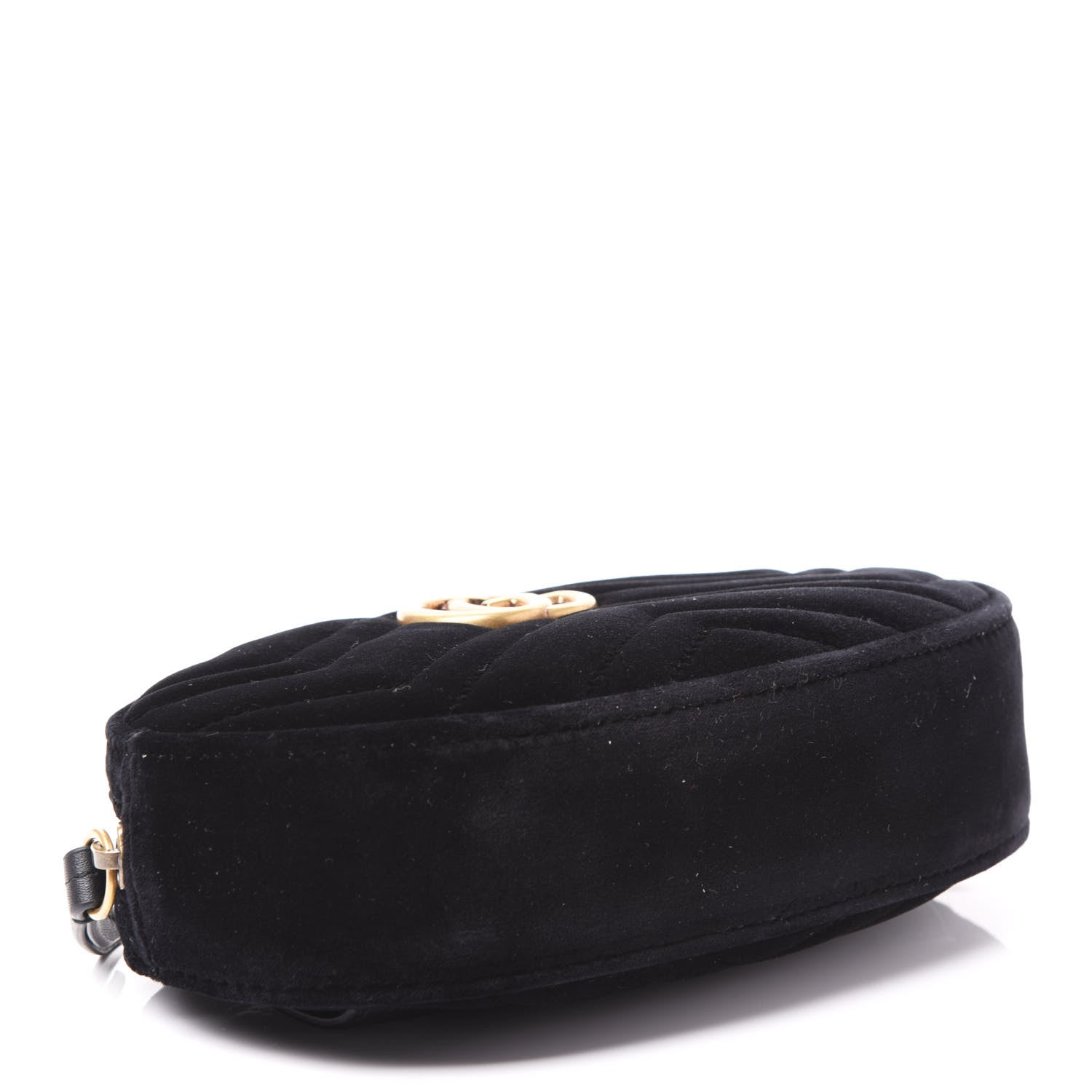 Gucci Velvet Matelasse GG Marmont Belt Bag 95 38 Black 3 of 9