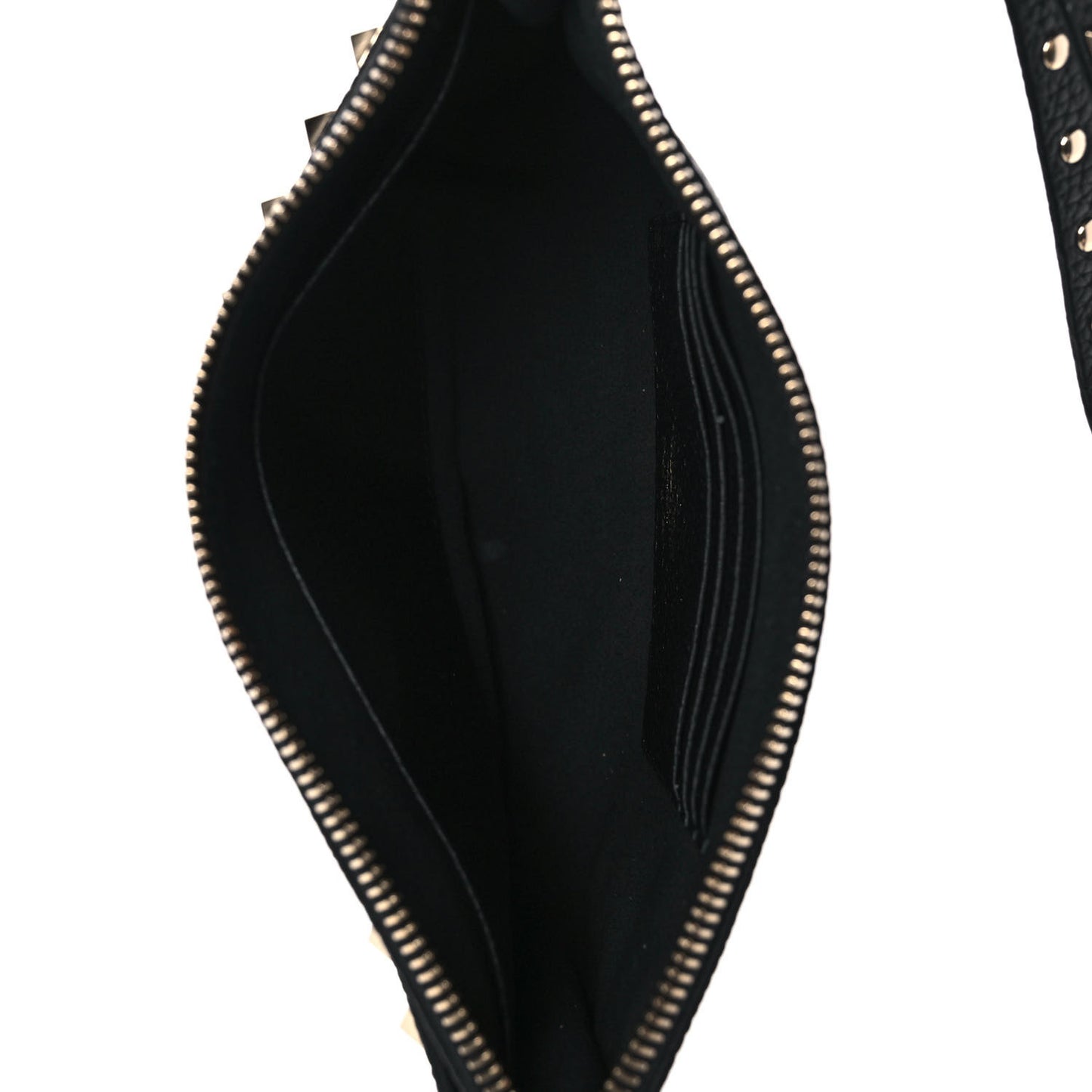 Nappa Medium Rockstud Flat Pouch Black