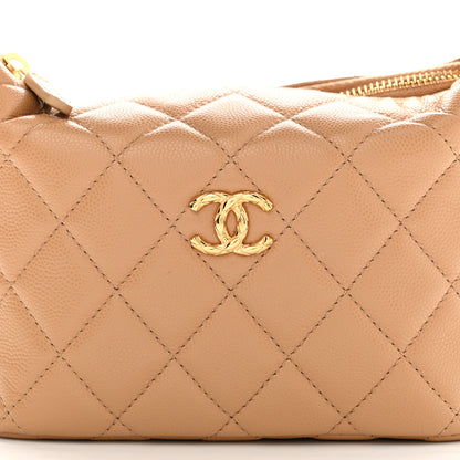 Chanel Caviar Quilted Hobo Clutch With Chain Dark Beige 8 of 10