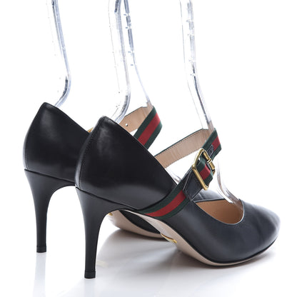 Gucci Calfskin Sylvie Mid Heel Pumps 37 Black 4 of 11