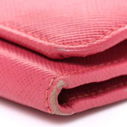 Prada Saffiano Metal French Flap Compact Wallet Pink 8 of 10