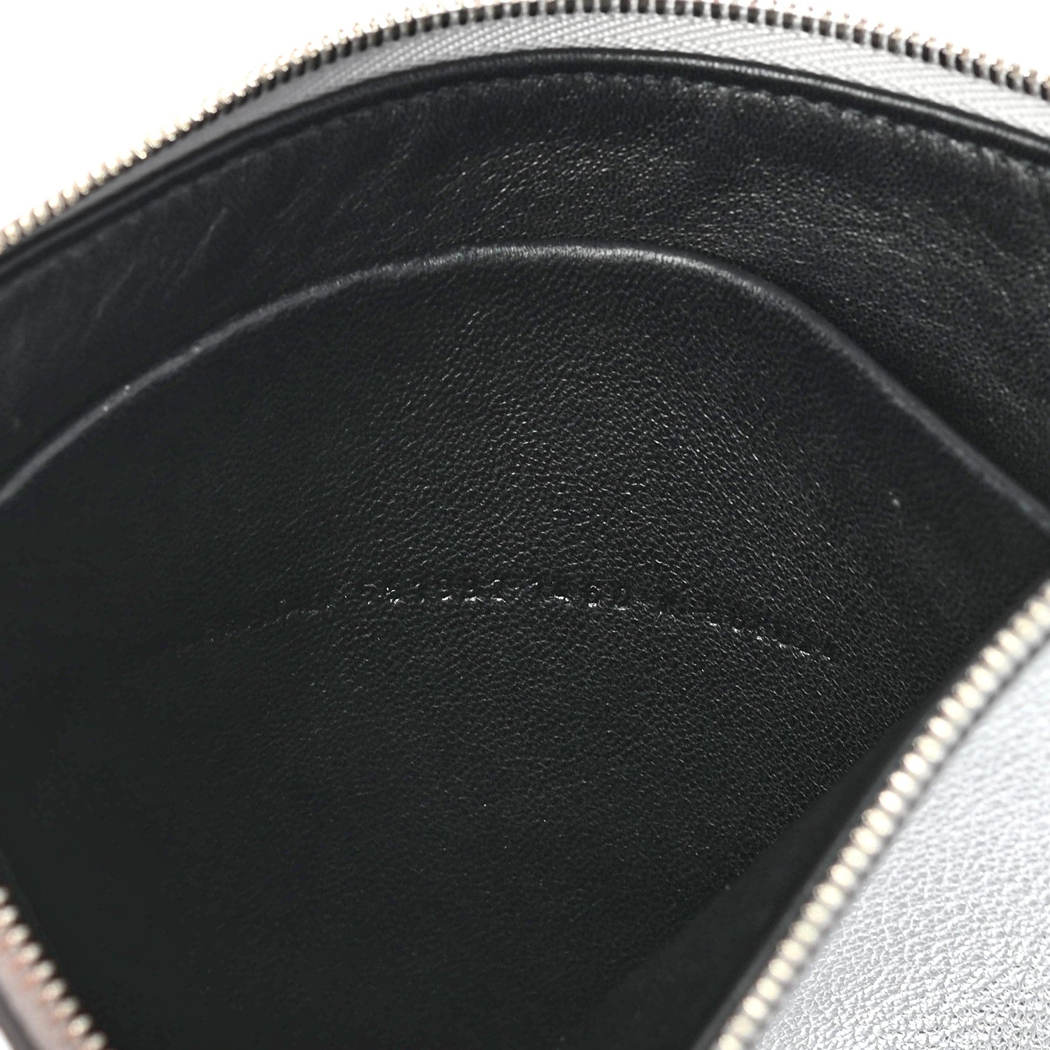 Balenciaga Metallic Goatskin Logo Large Everyday Zip Pouch Argent Black 8 of 9