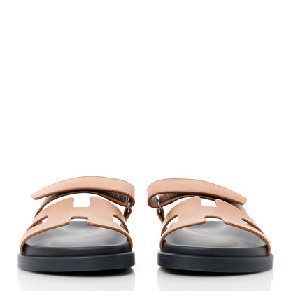 Hermes Calfskin Womens Chypre Sandals 36.5 Gold 2 of 9