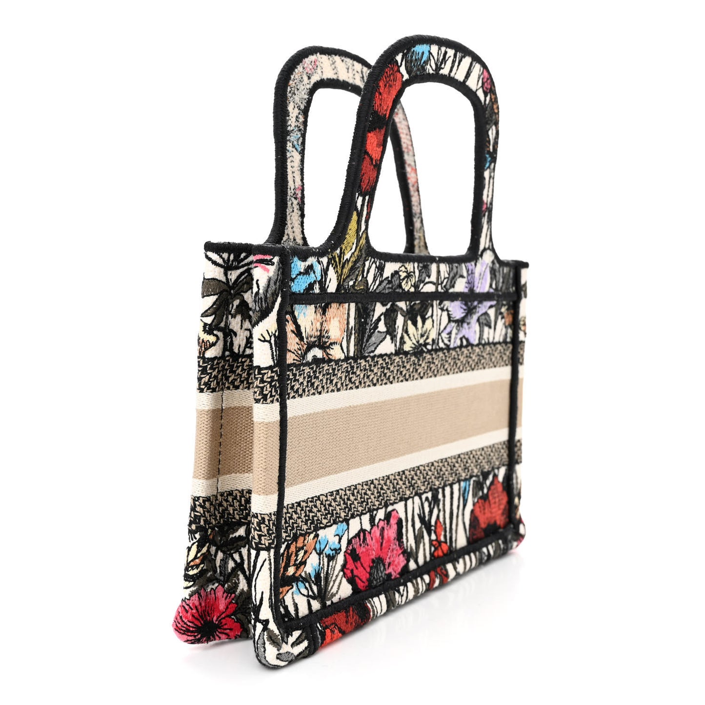 Canvas Embroidered Mille Fleurs Mini Book Tote Multicolor