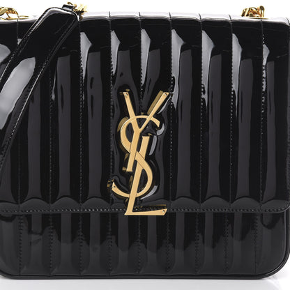 Saint Laurent Patent Matelasse Monogram Large Vicky Chain Bag Black 10 of 10