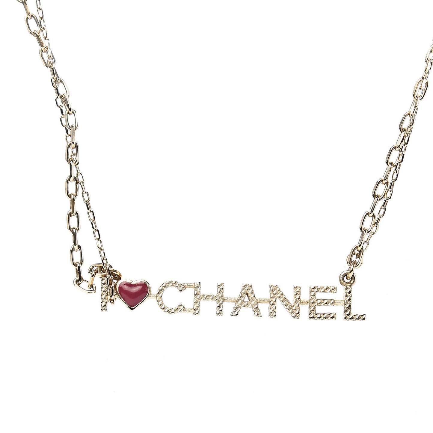 Quilted I Heart Logo Necklace Gold