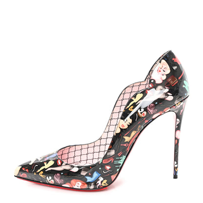 Christian Louboutin Patent Bored Lin Resille Hot Chick 100 Pumps 40.5 Black Multicolor 1 of 8